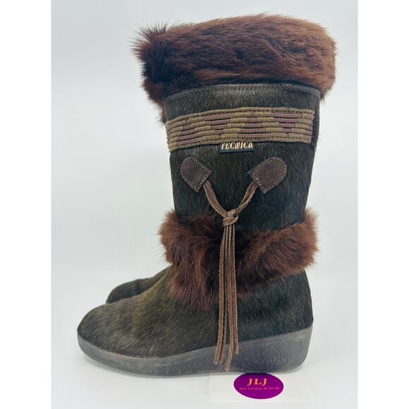 Tecnica Skandia Women's Vintage Brown Goat Fur Apres Ski Winter Boots Size 36 - Picture 5 of 12